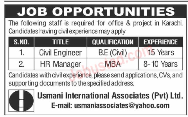 Latest Usmani International Associates Jobs in Karachi March 2024 Advertisement